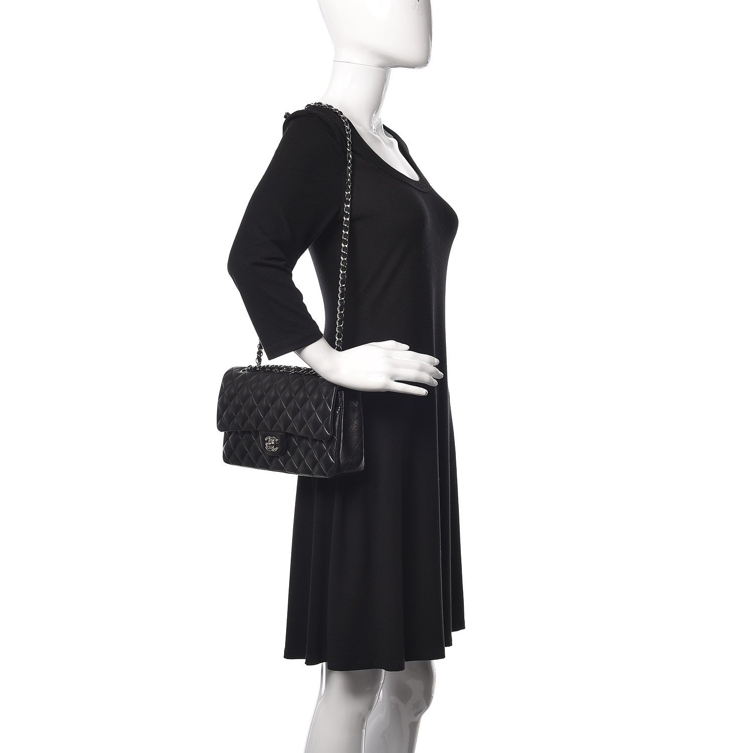 Chanel Lambskin Quilted Medium Double Flap Black 3 of 11