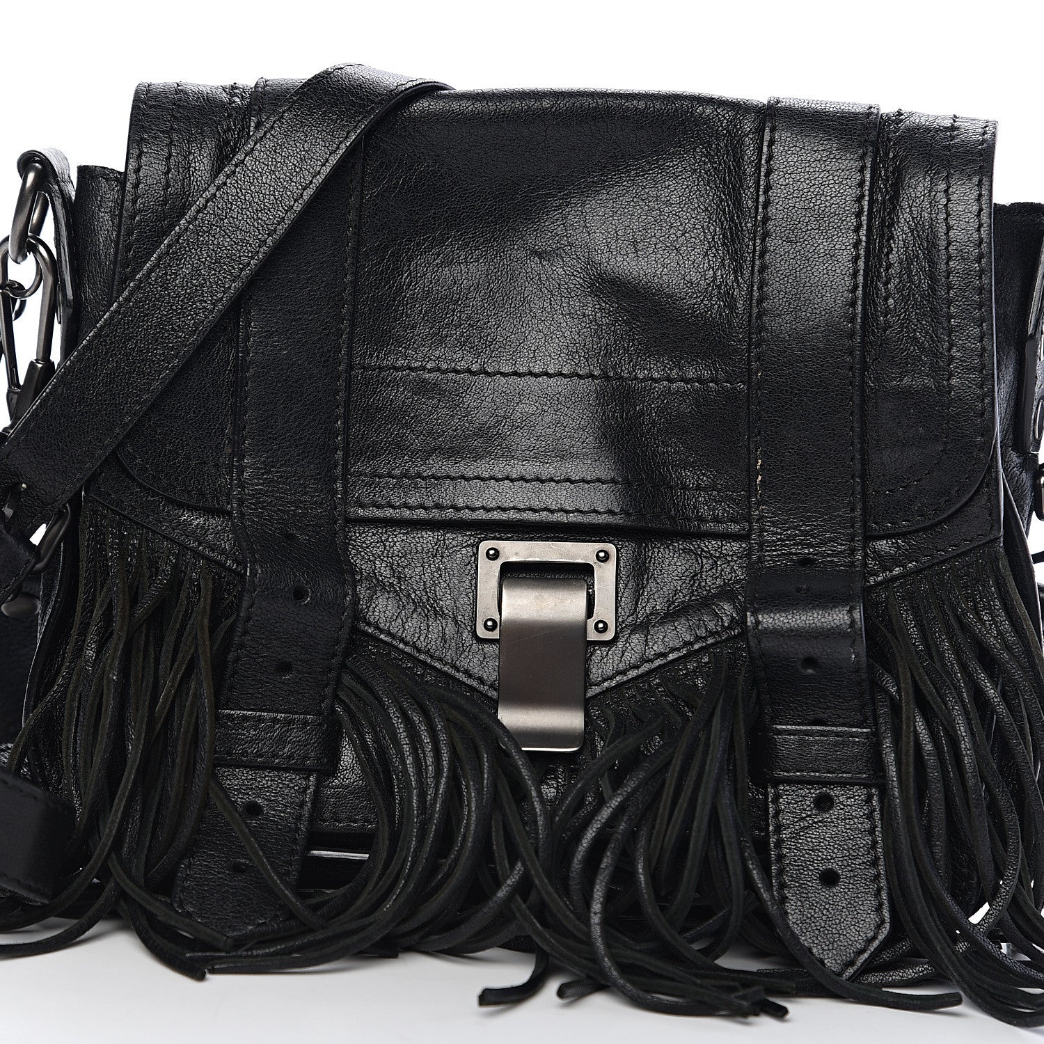 Proenza Schouler Lambskin Fringe PS1 Crossbody Pouch Black 8 of 8