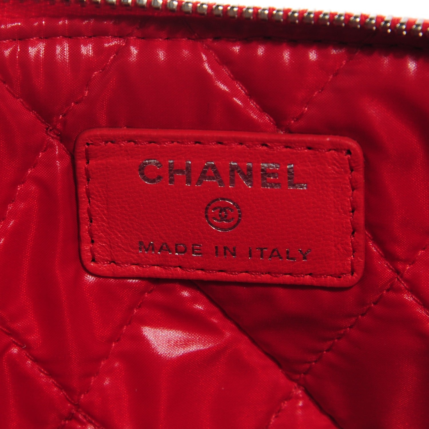 Chanel Patent Calfskin Quilted Medium Cosmetic Case Red 6 of 9