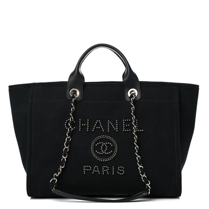 Chanel Canvas Pearl Medium Deauville Tote Black 1 of 14