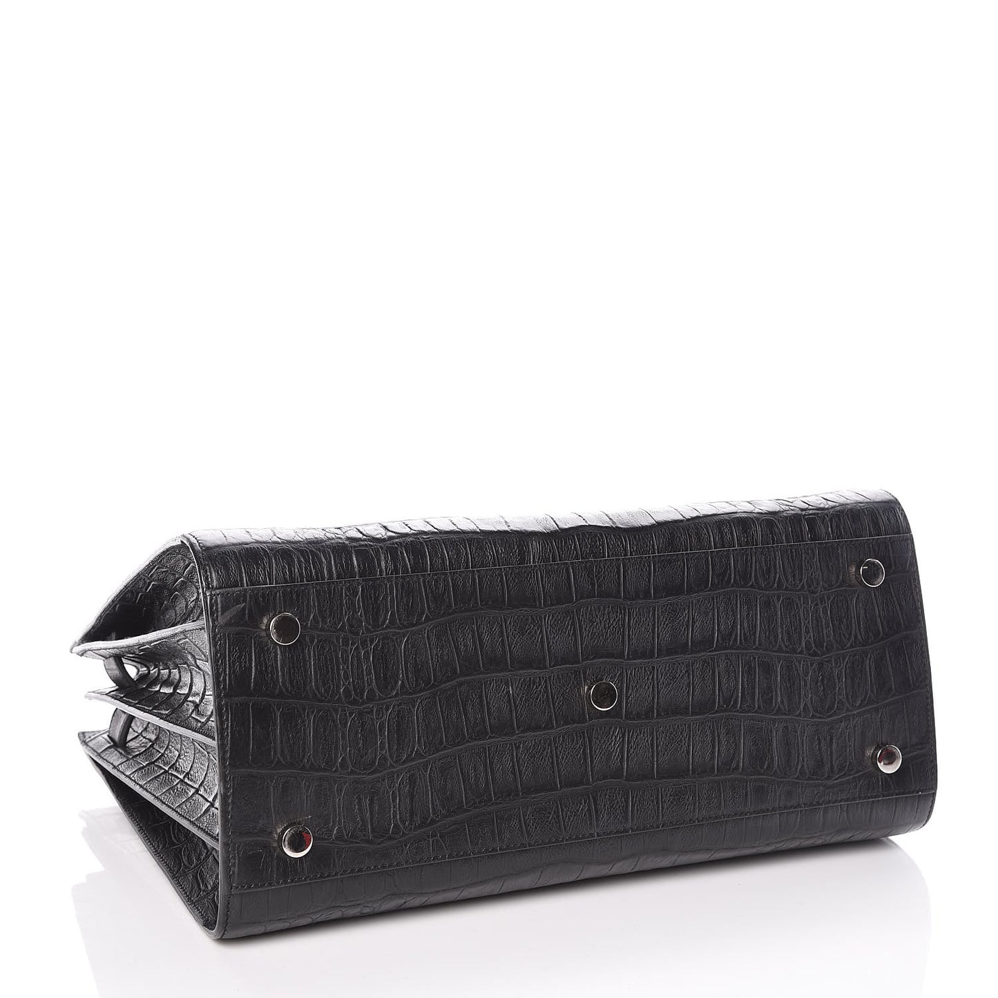 Calfskin Crocodile Embossed Small Sac de Jour Black