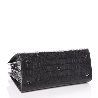 Saint Laurent Calfskin Crocodile Embossed Small Sac de Jour Black 5 of 10
