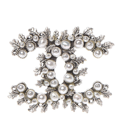 Chanel Pearl CC Flower Brooch Silver 1 of 5