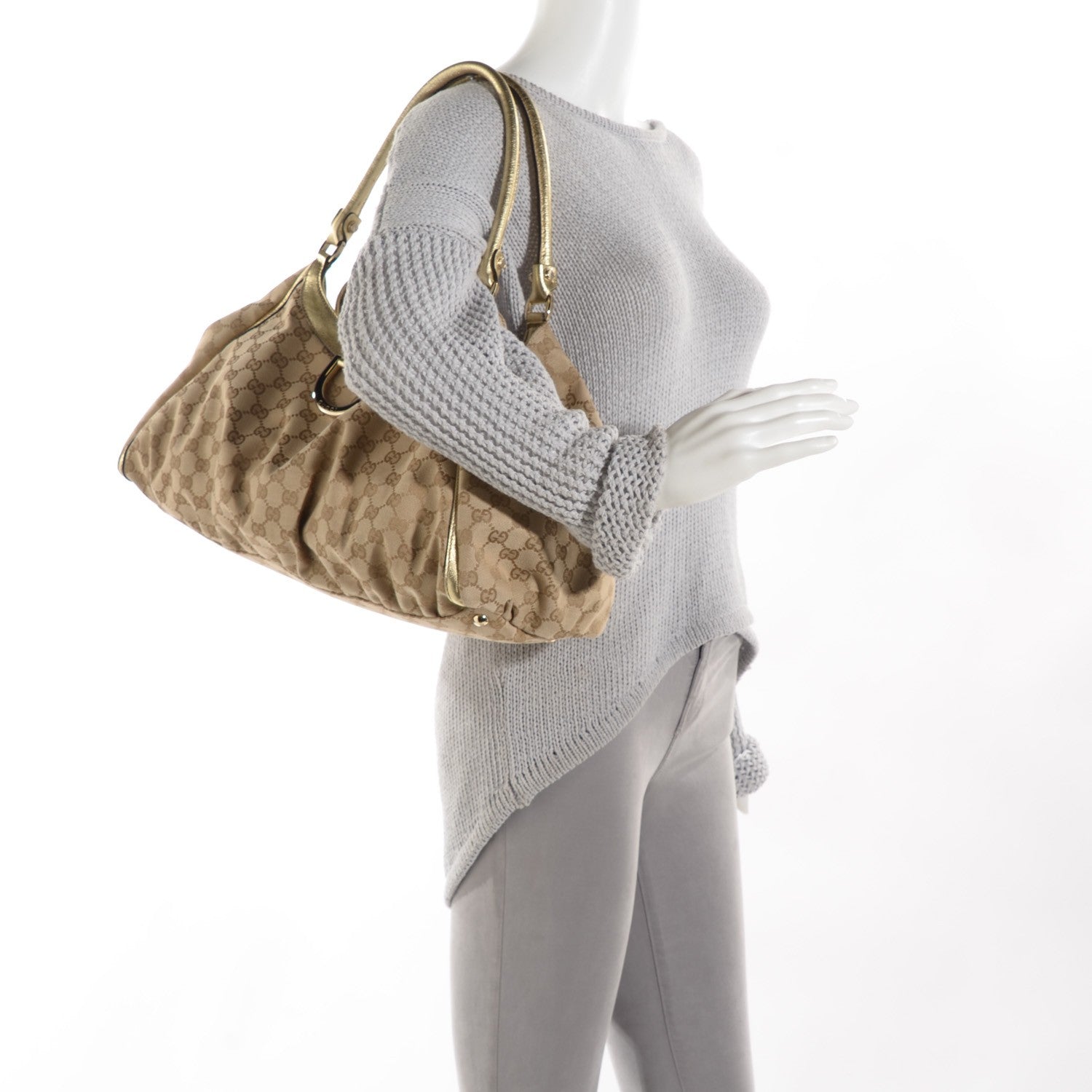 Gucci Monogram Large D Gold Hobo Metallic Gold 2 of 9