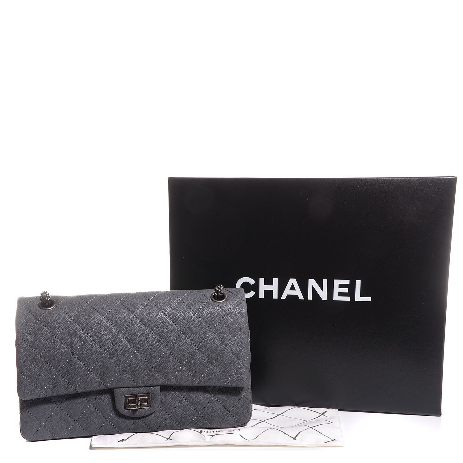 Chanel Washed Caviar 2.55 Reissue 226 Dark Grey 5 of 9