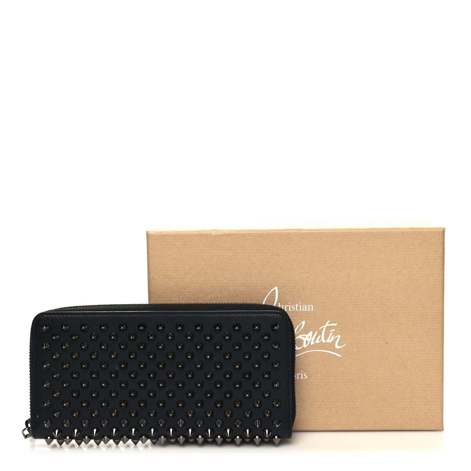 Christian Louboutin Calfskin Empire Panettone Spiked Zip Around Wallet Black 11 of 11