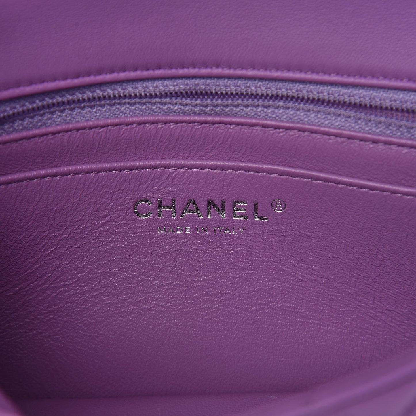 Lambskin Quilted Mini Rectangular Flap Purple
