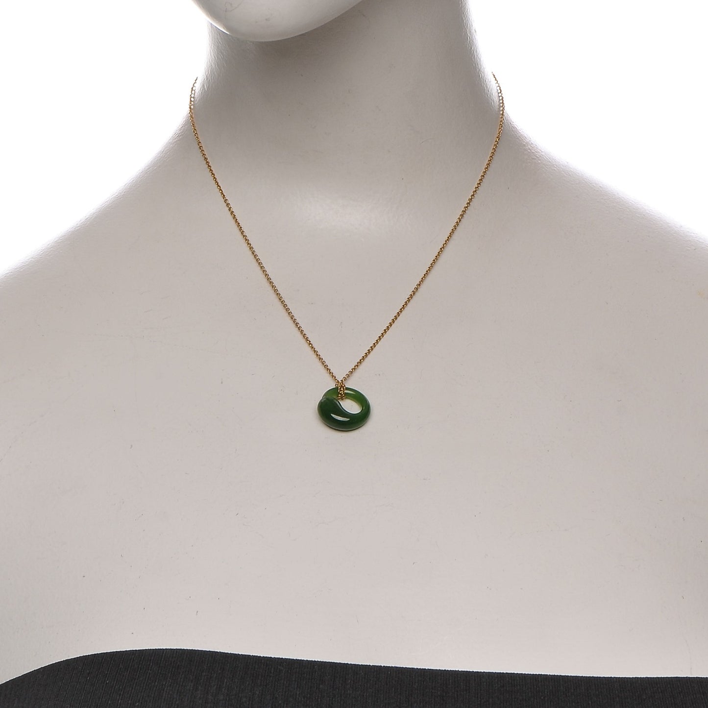 18K Yellow Gold Jade Elsa Peretti Eternal Circle Necklace