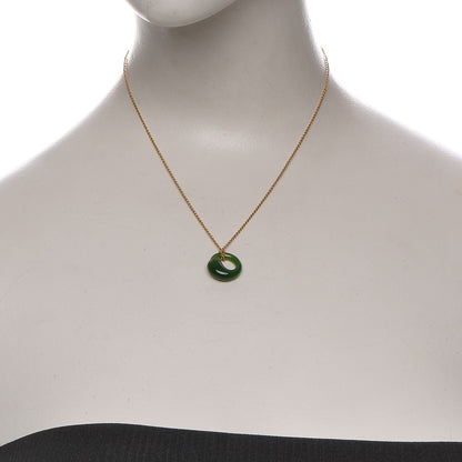 Tiffany 18K Yellow Gold Jade Elsa Peretti Eternal Circle Necklace 2 of 10