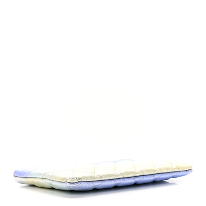 Chanel Gradient Metallic Calfskin Quilted Cosmetic Case Silver Blue Yellow Purple 3 of 6