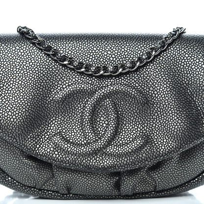 Chanel Metallic Caviar Half Moon Wallet On Chain WOC Dark Silver 8 of 11