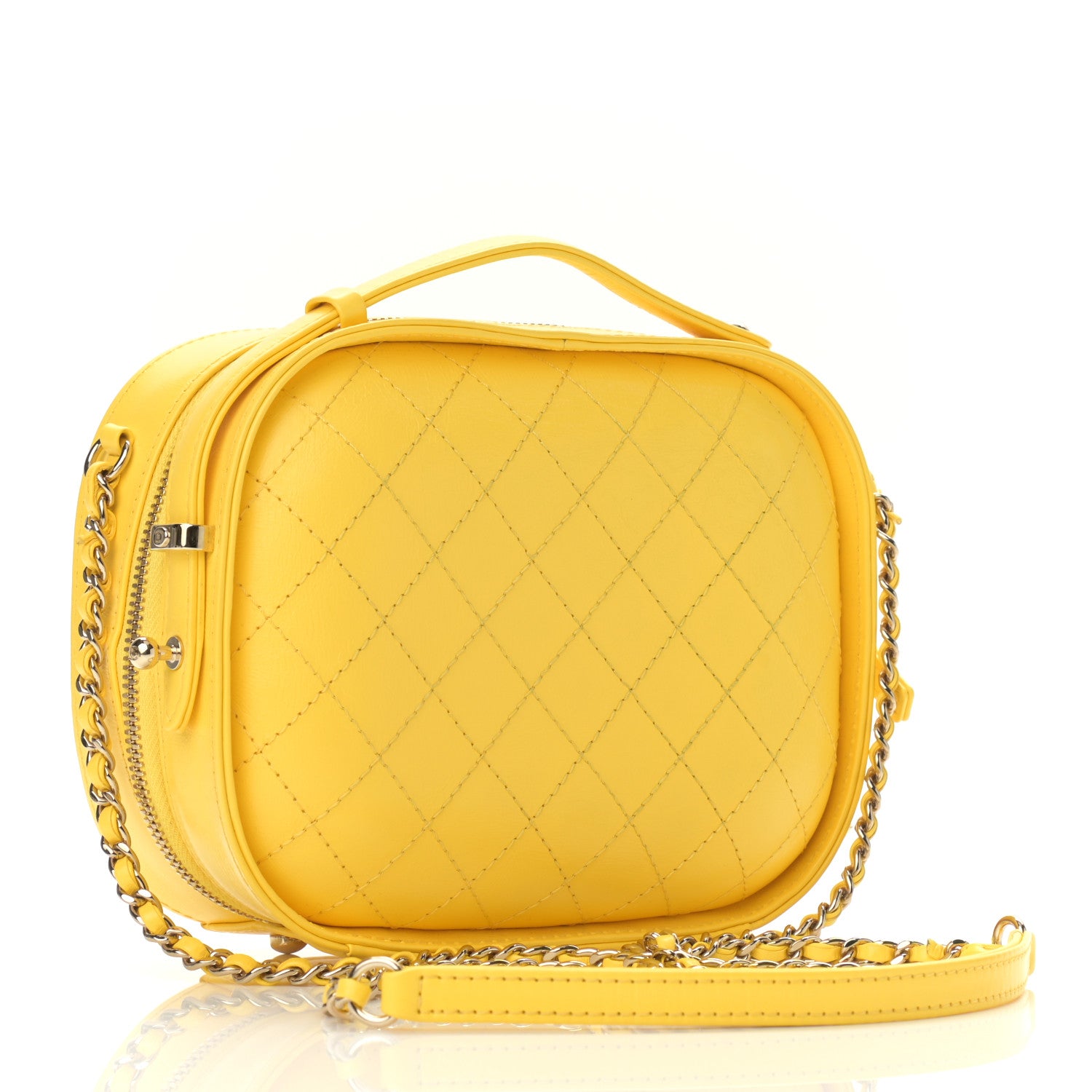 Chanel Crumpled Calfskin Vanity Case Yellow 3 of 11