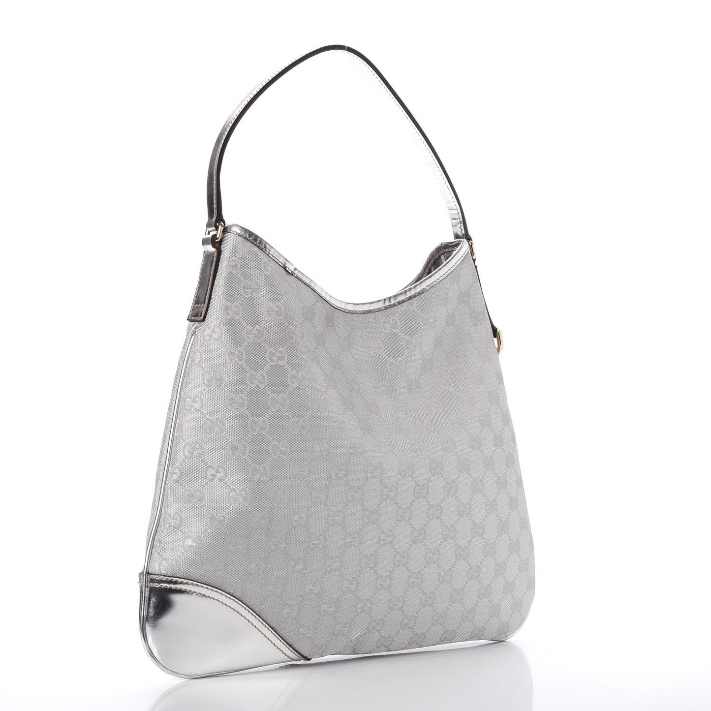 Metallic Monogram Medium New Britt Hobo Silver