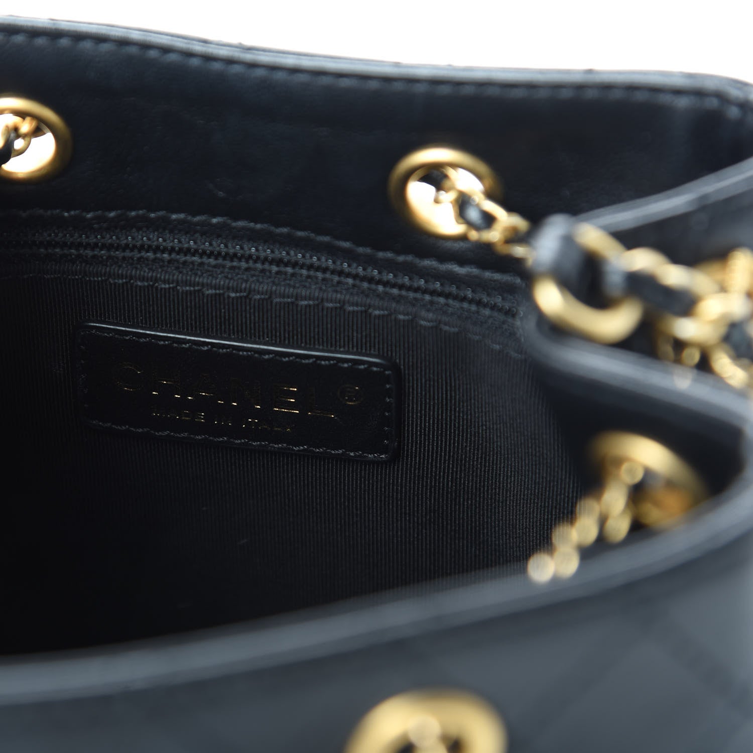 Chanel Calfskin Stitched Small Egyptian Amulet Drawstring Bag Black 8 of 11