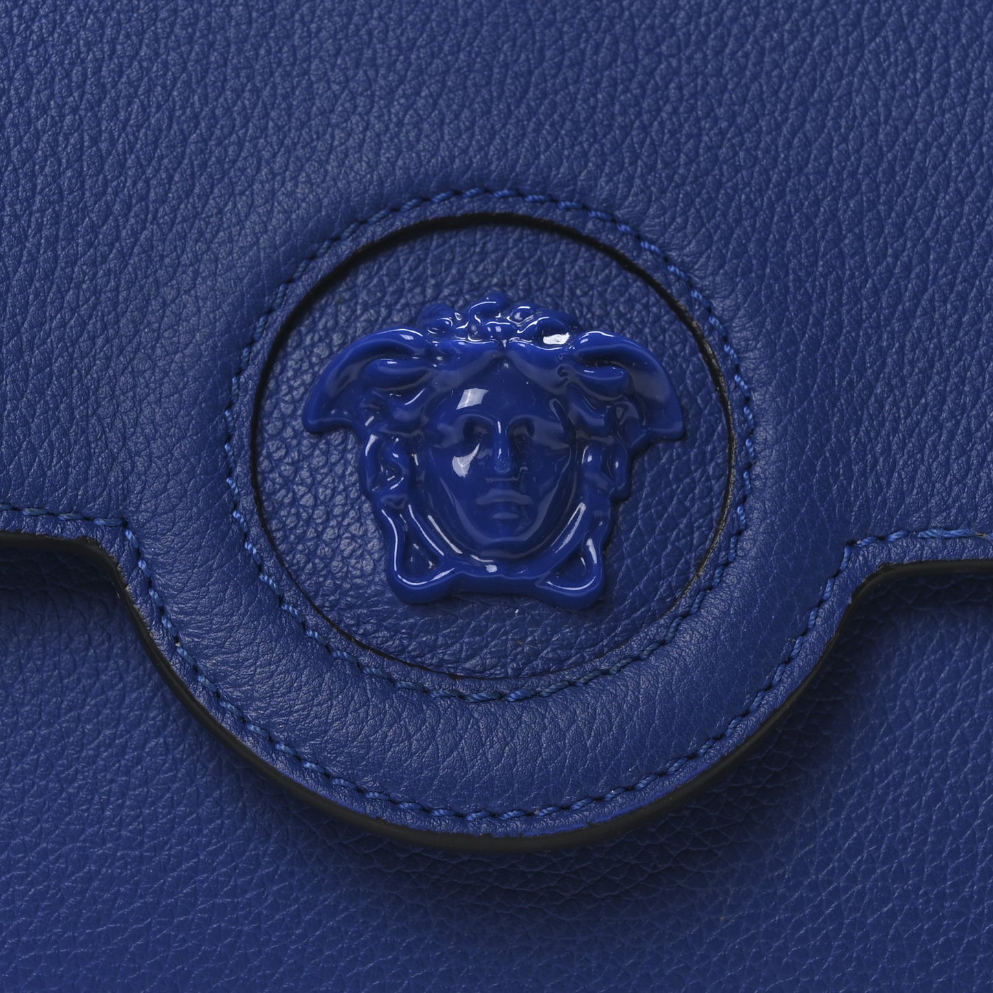 Grained Calfskin La Medusa Crossbody Bag Lapis