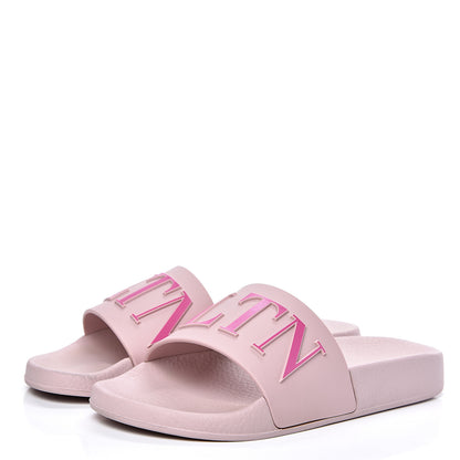 Valentino Garavani Rubber VLTN Pool Slide Sandals 36 Water Rose 4 of 9