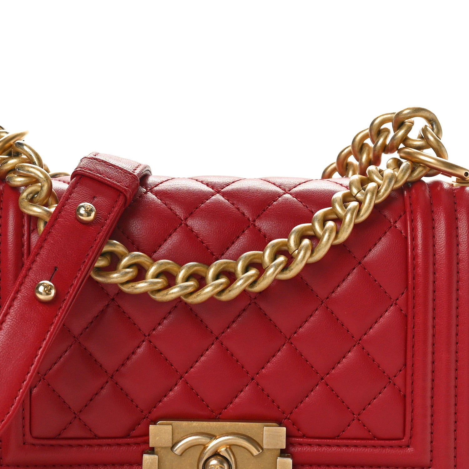 Chanel Lambskin Quilted Small Boy Flap Dark Red 8 of 10