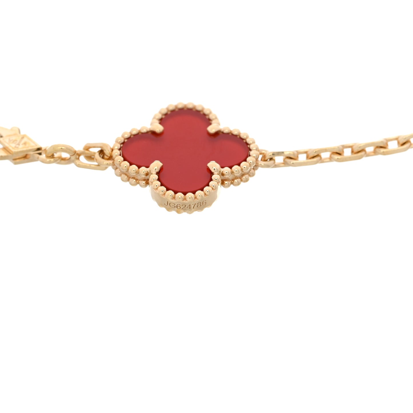 18K Yellow Gold Carnelian 5 Motifs Vintage Alhambra Bracelet