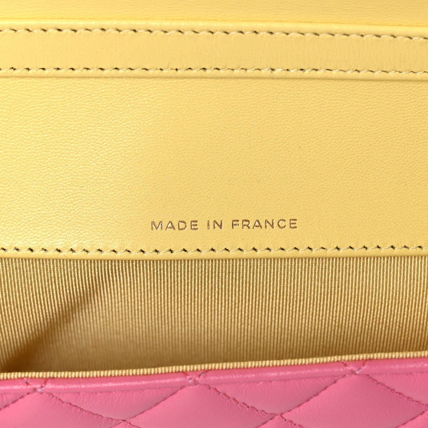 Lambskin Quilted Glasses Case With Chain Pink Yellow