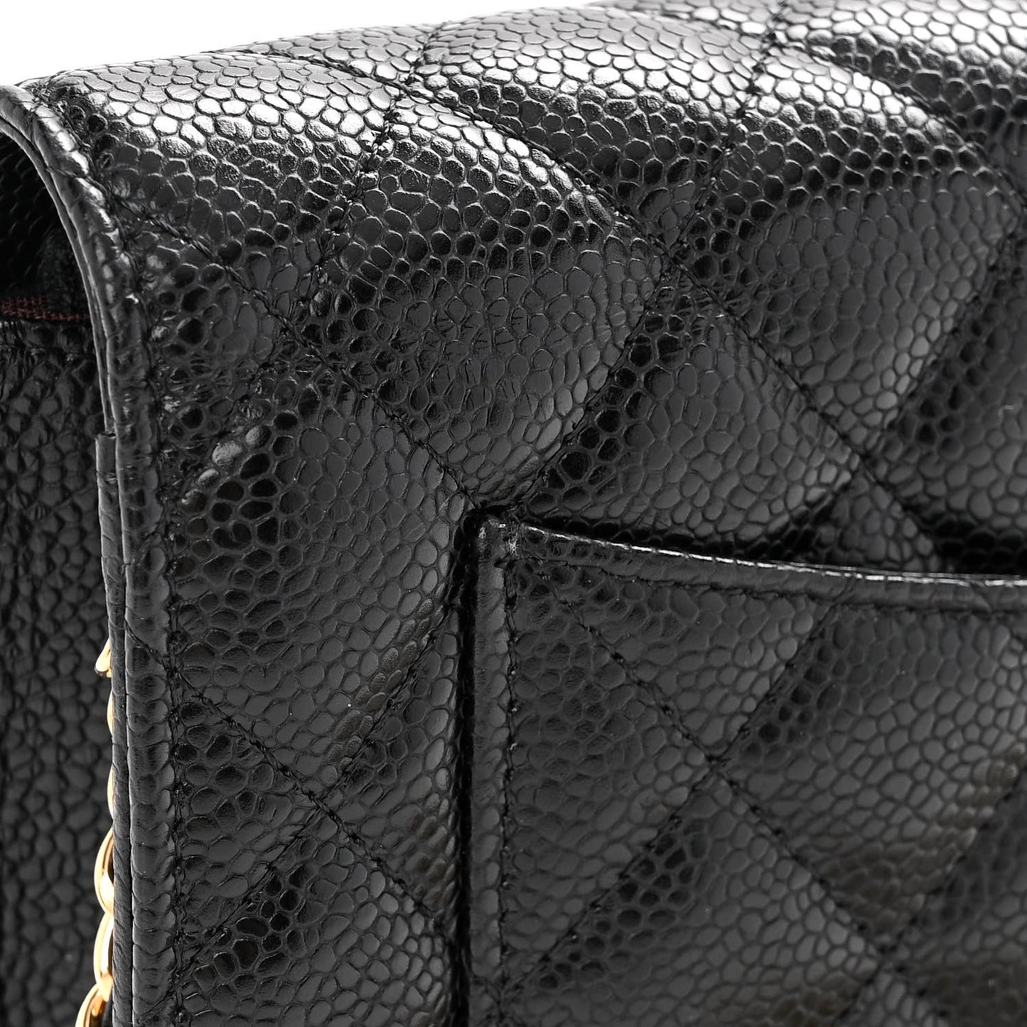 Caviar Quilted Wallet on Chain WOC Black