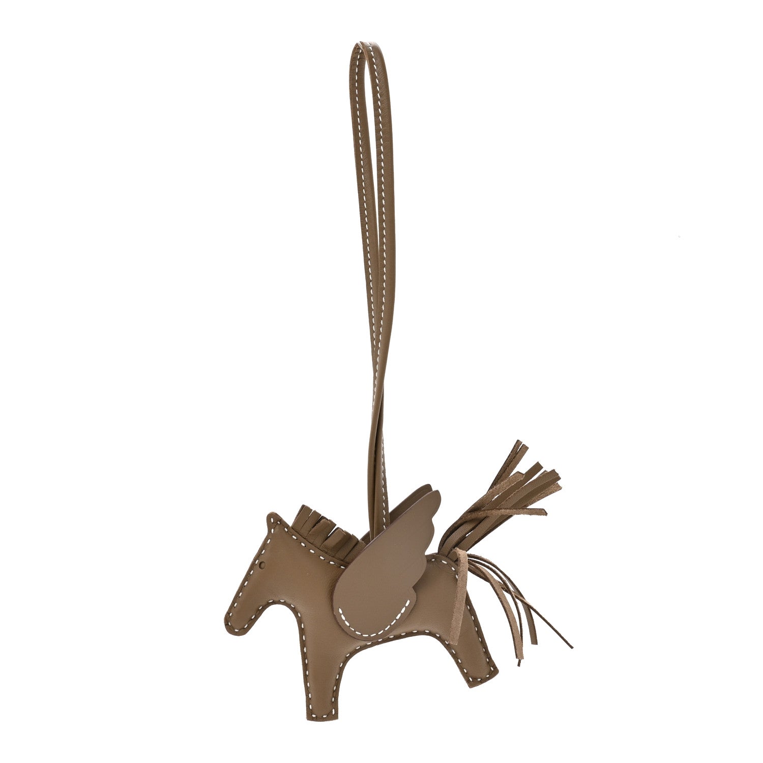 Hermes Milo Lambskin Grigri Rodeo Pegase Horse Bag Charm PM Etoupe 1 of 6