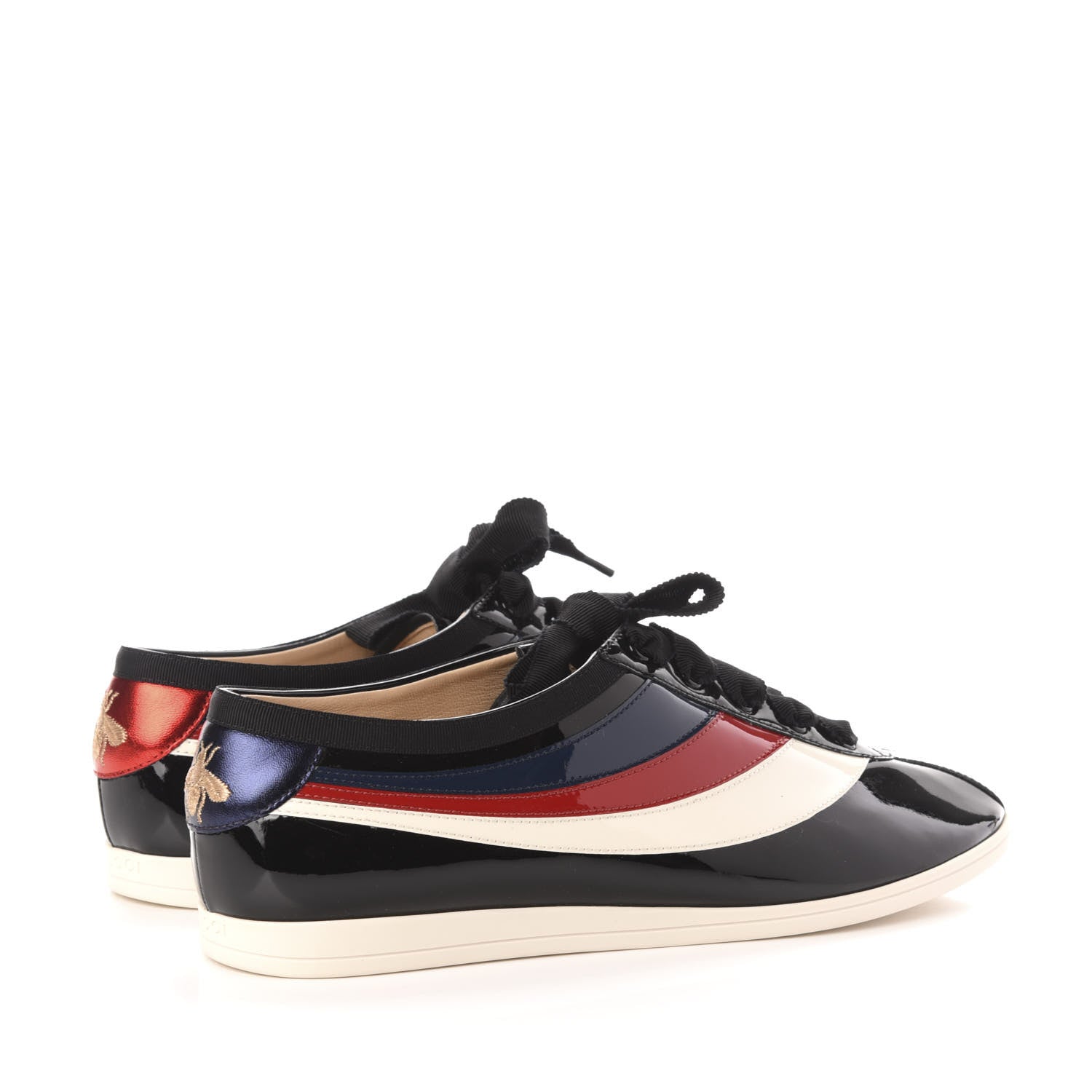 Gucci Patent Calfskin Mens Web Falacer Sneakers 9.5 Black 4 of 10