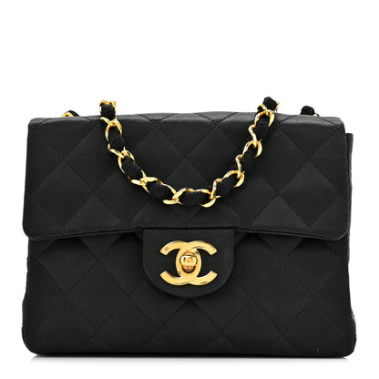 Chanel Satin Quilted Mini Square Flap Black 1 of 10
