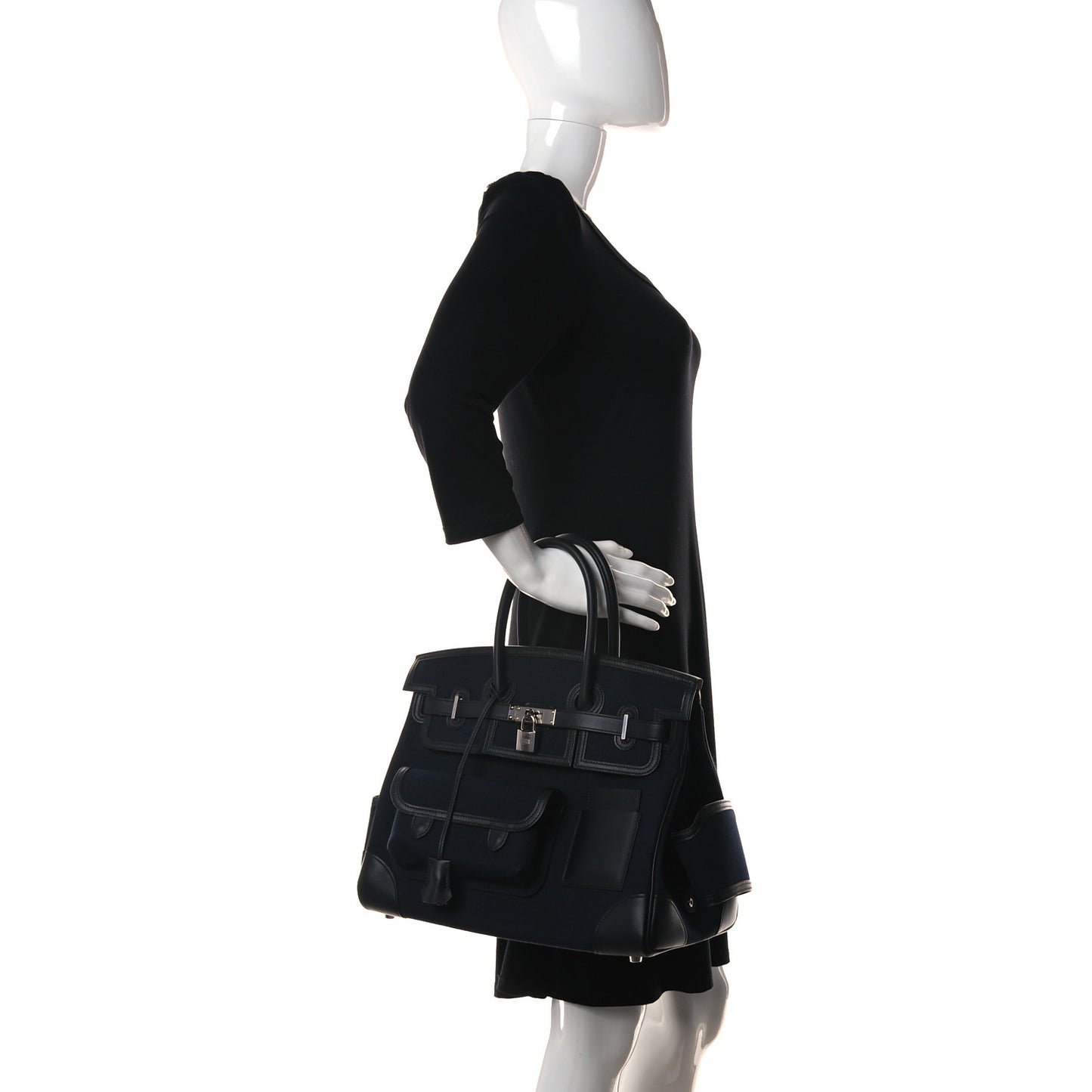 Goeland Toile Swift Cargo Birkin 35 Bleu Marine