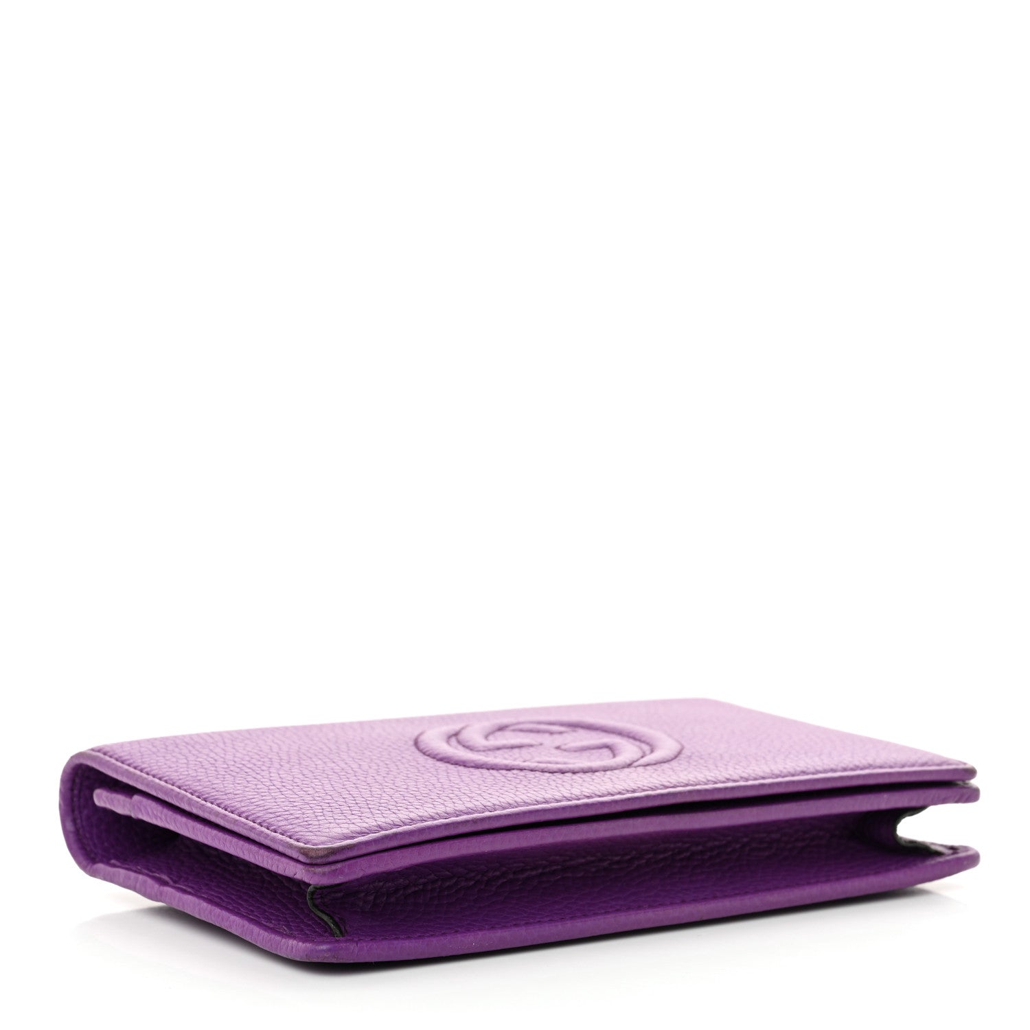 Gucci Pebbled Calfskin Soho Wallet On Chain Shine Purple 4 of 13