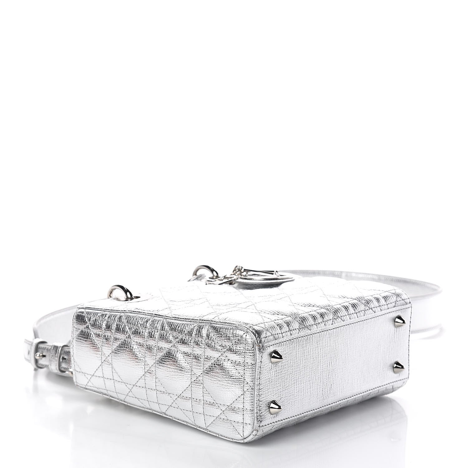 Christian Dior Metallic Grained Calfskin Cannage Small Lucky Badges My Lady Dior Silver 4 of 9