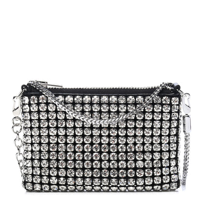 Alexander Wang Mesh Crystal Rhinestone Nano Heiress Shoulder Bag Black Silver 1 of 4