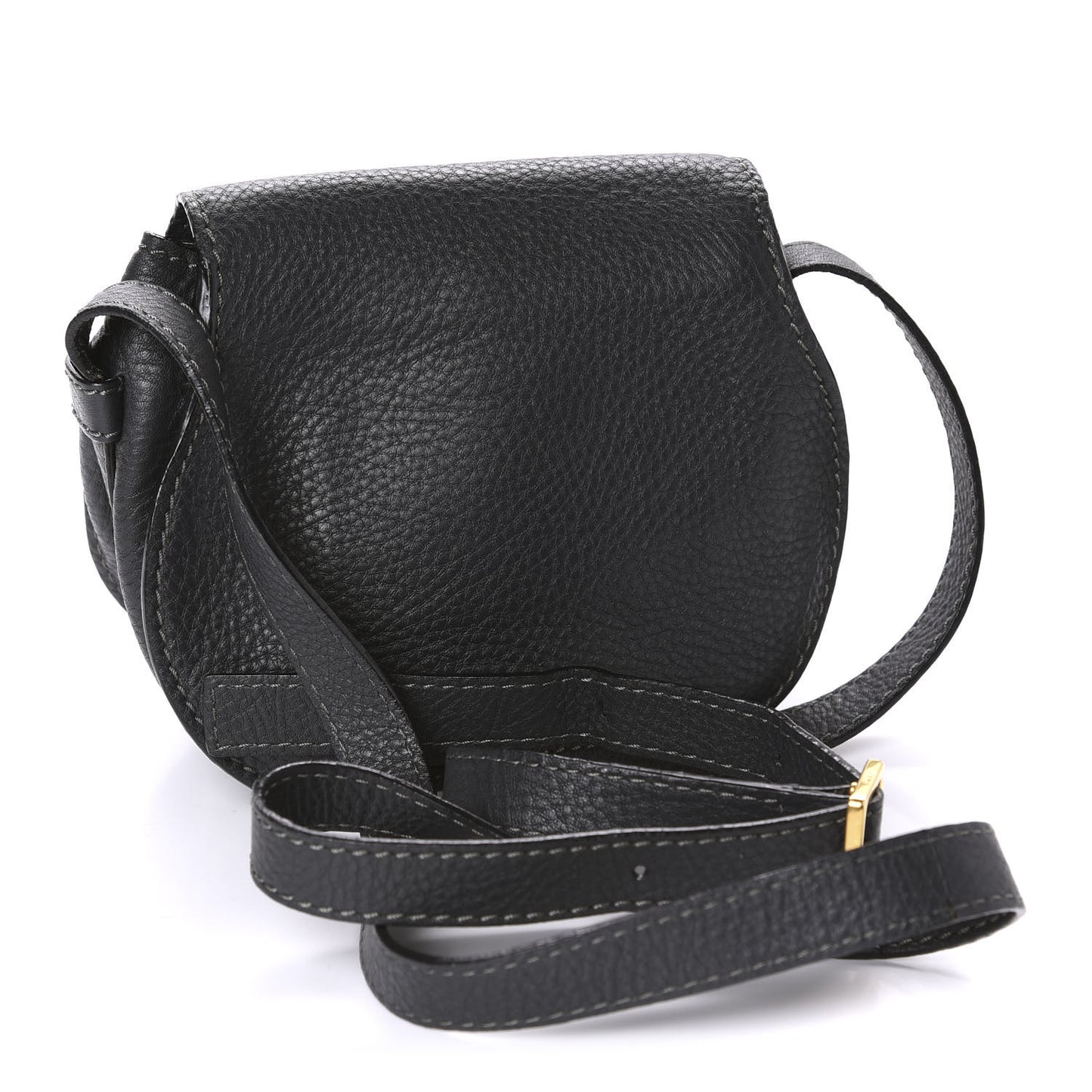 Calfskin Mini Marcie Round Crossbody Bag Black