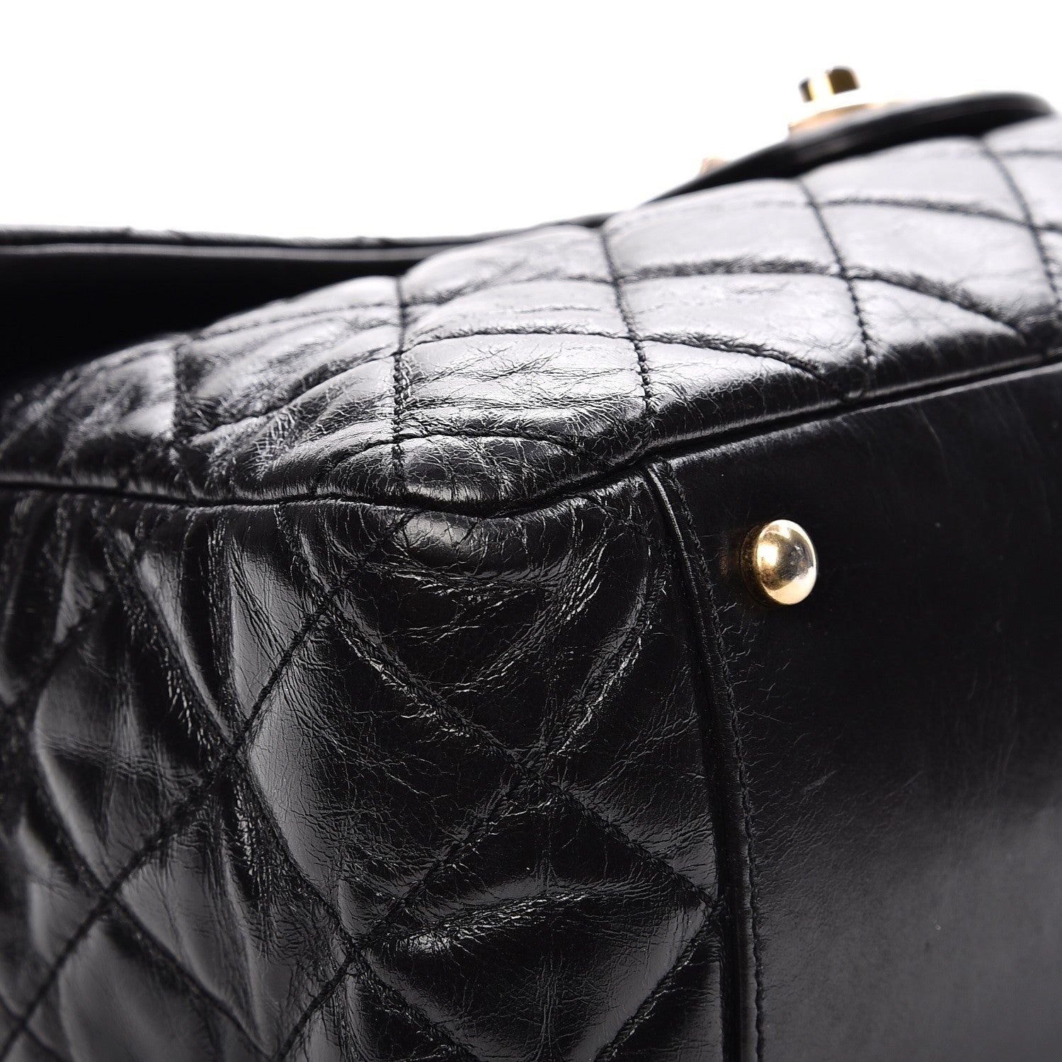 Chanel Glazed Calfskin Castle Rock Large Flap Black Burgundy 12 of 17