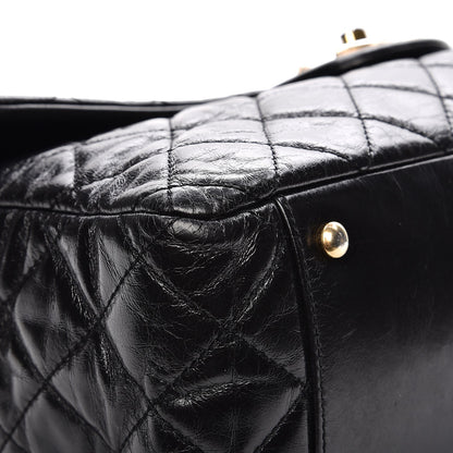 Chanel Glazed Calfskin Castle Rock Large Flap Black Burgundy 12 of 17