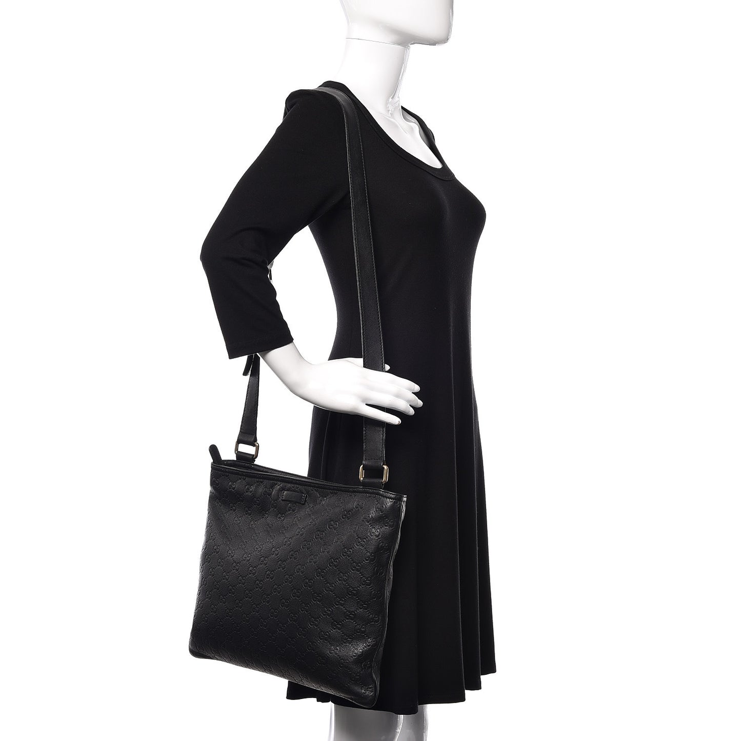 Guccissima Medium Flat Messenger Bag Black