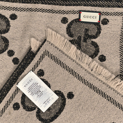 Gucci Wool Lame Jacquard Monogram Jumbo GG Lady Nest Lux Scarf Black Ivory 3 of 3