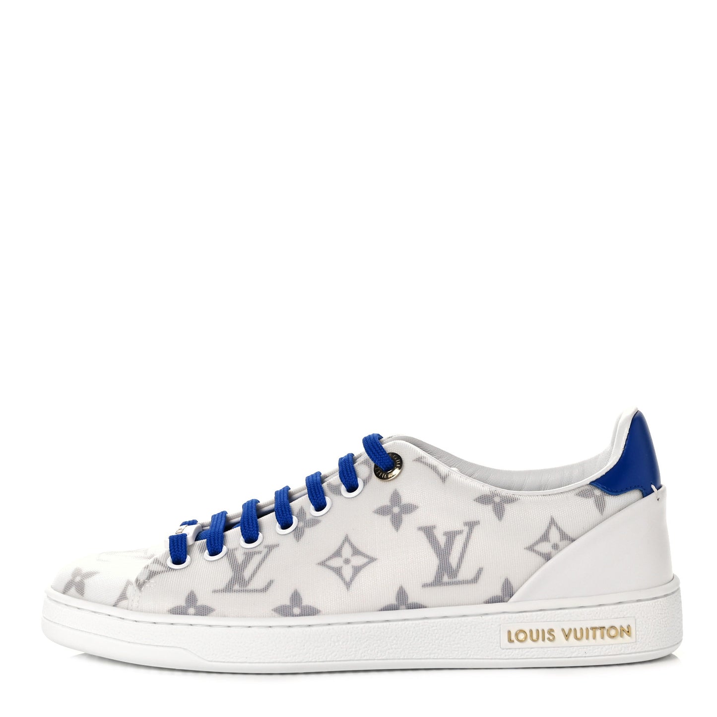 Technical Fabric Calfskin Monogram Frontrow Sneakers 35.5 Blue
