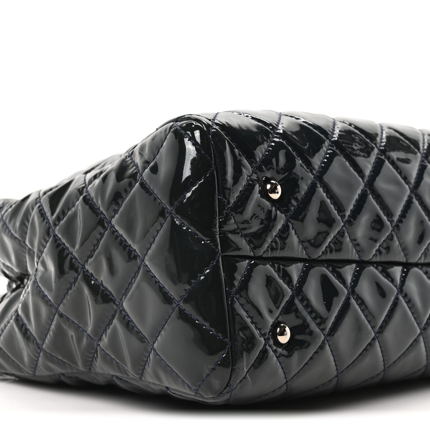 Chanel Patent Quilted Large Coco Shine Shopping Tote Navy 9 of 10