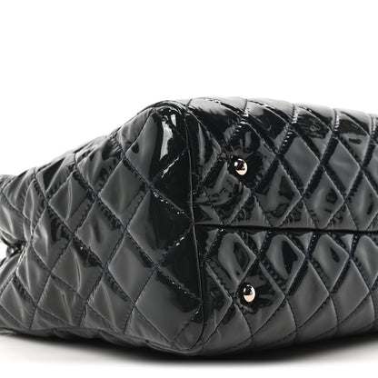 Chanel Patent Quilted Large Coco Shine Shopping Tote Navy 9 of 10