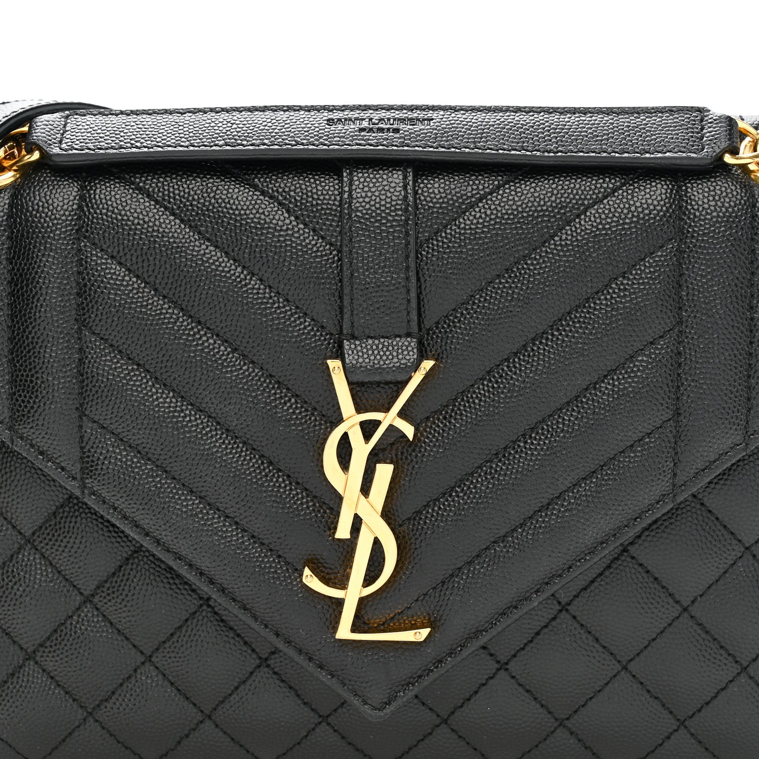 Saint Laurent Grain De Poudre Textured Mixed Matelasse Triquilt Medium Monogram Satchel Black 8 of 11