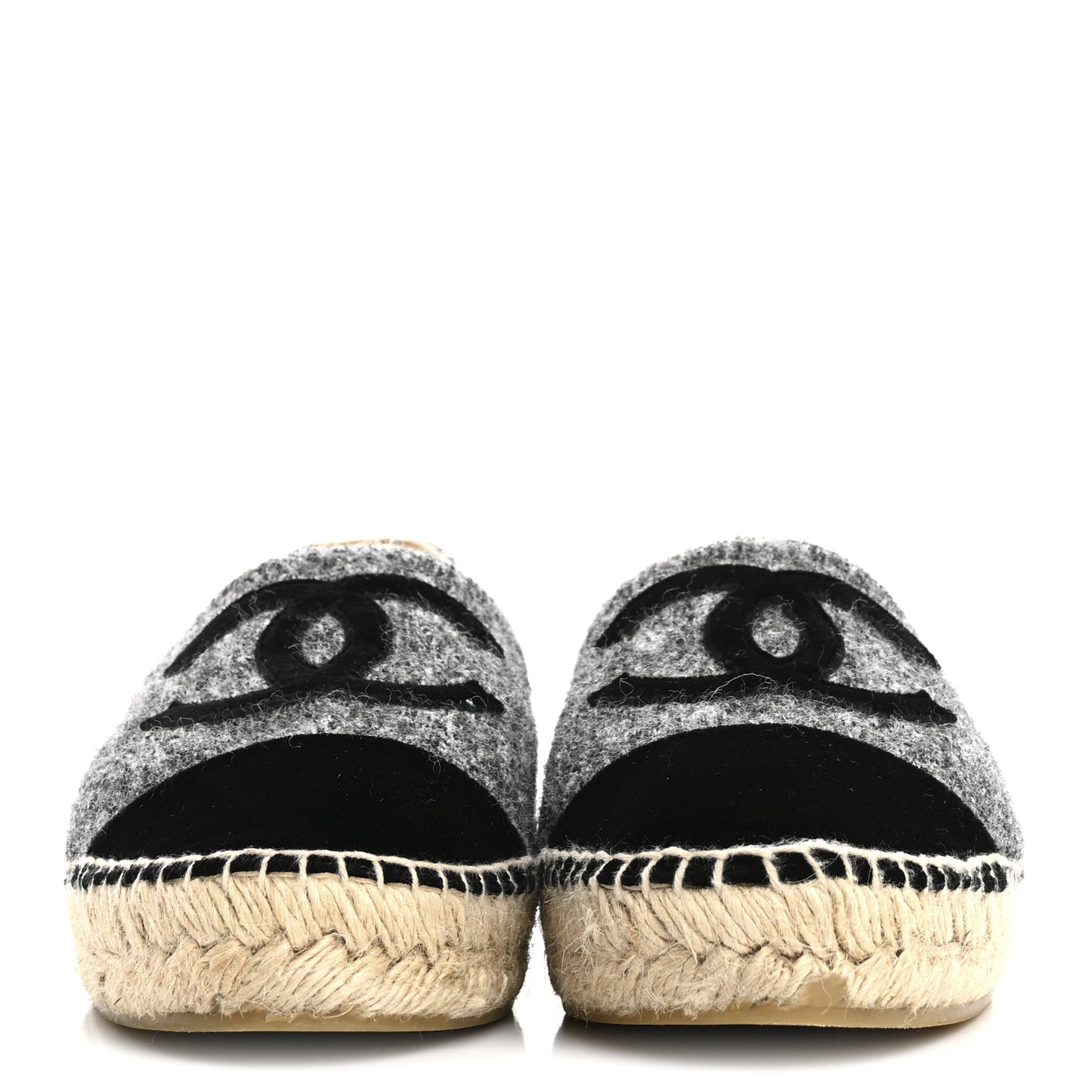 Tweed Velvet CC Espadrilles 39 Grey Black