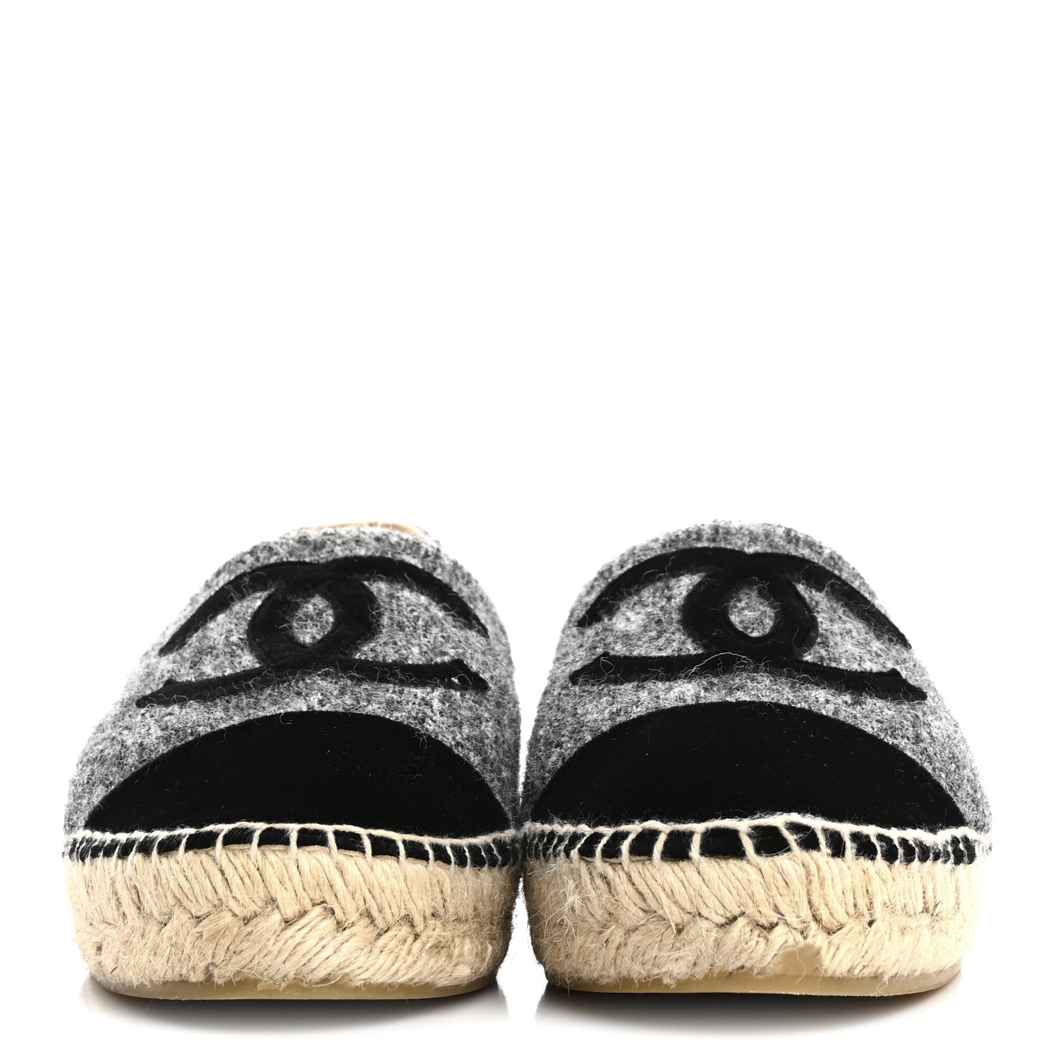 Chanel Tweed Velvet CC Espadrilles 39 Grey Black 3 of 9