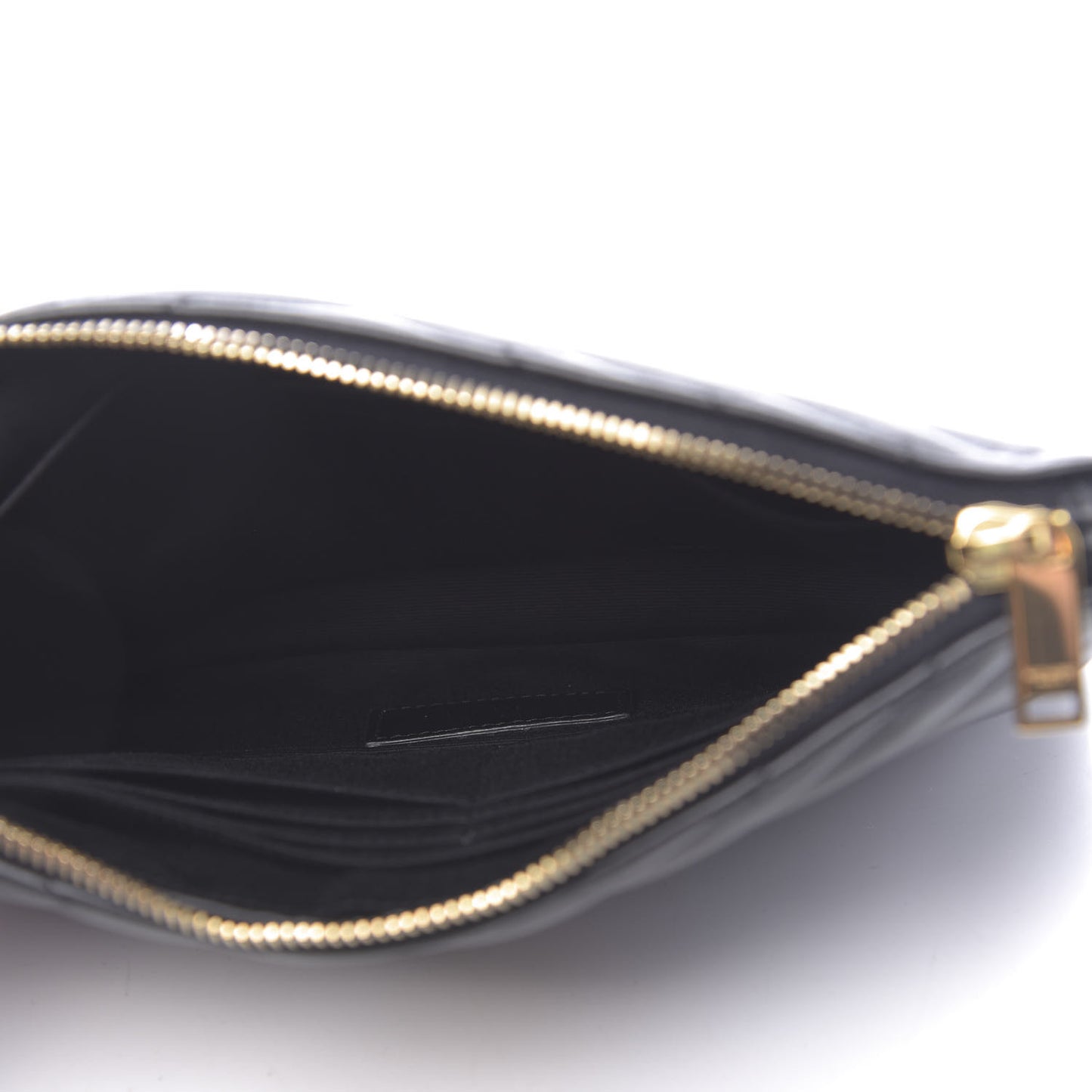 Calfskin Matelasse Chevron Monogram A5 Wristlet Black