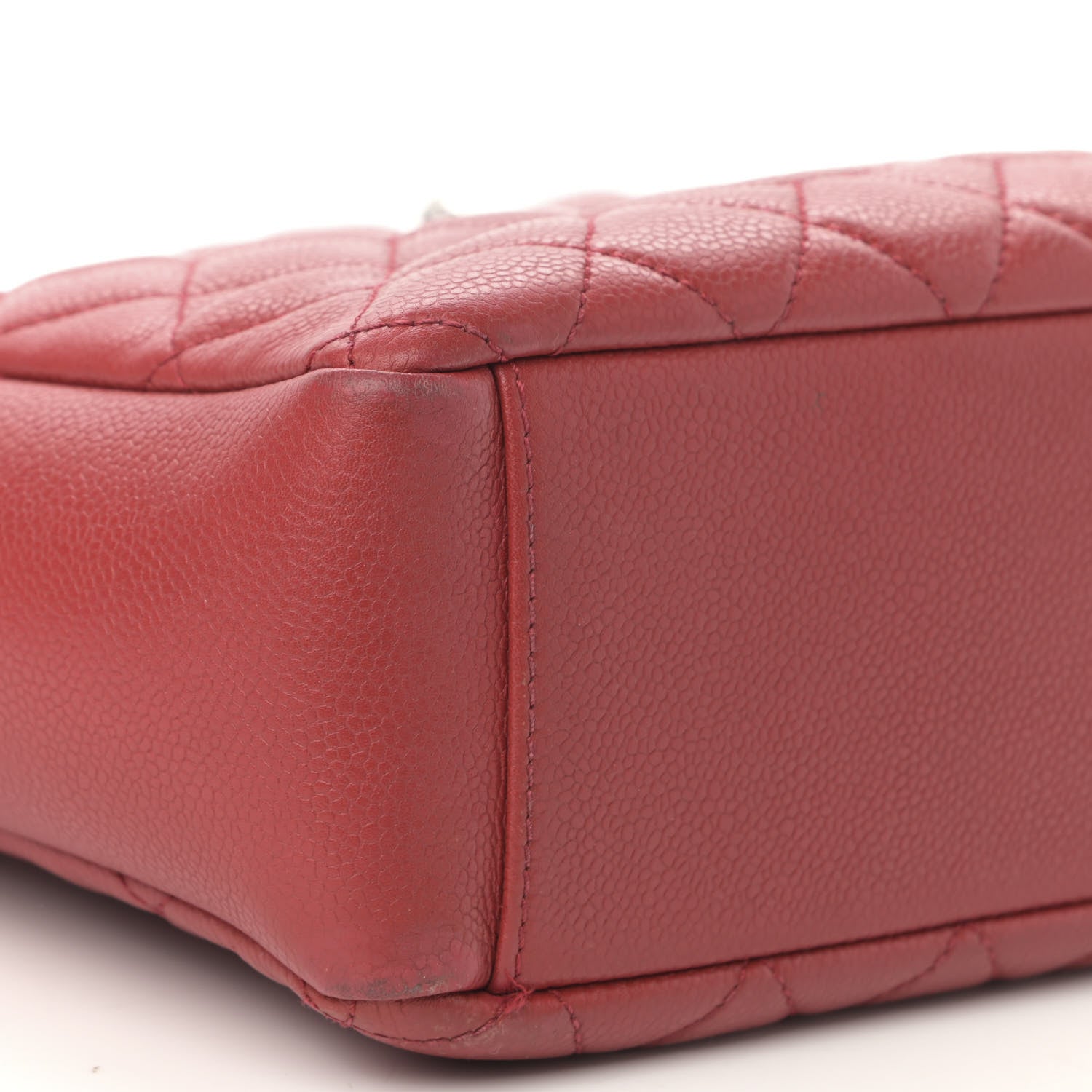 Chanel Caviar Quilted Petit Shopping Tote PST Red 9 of 13