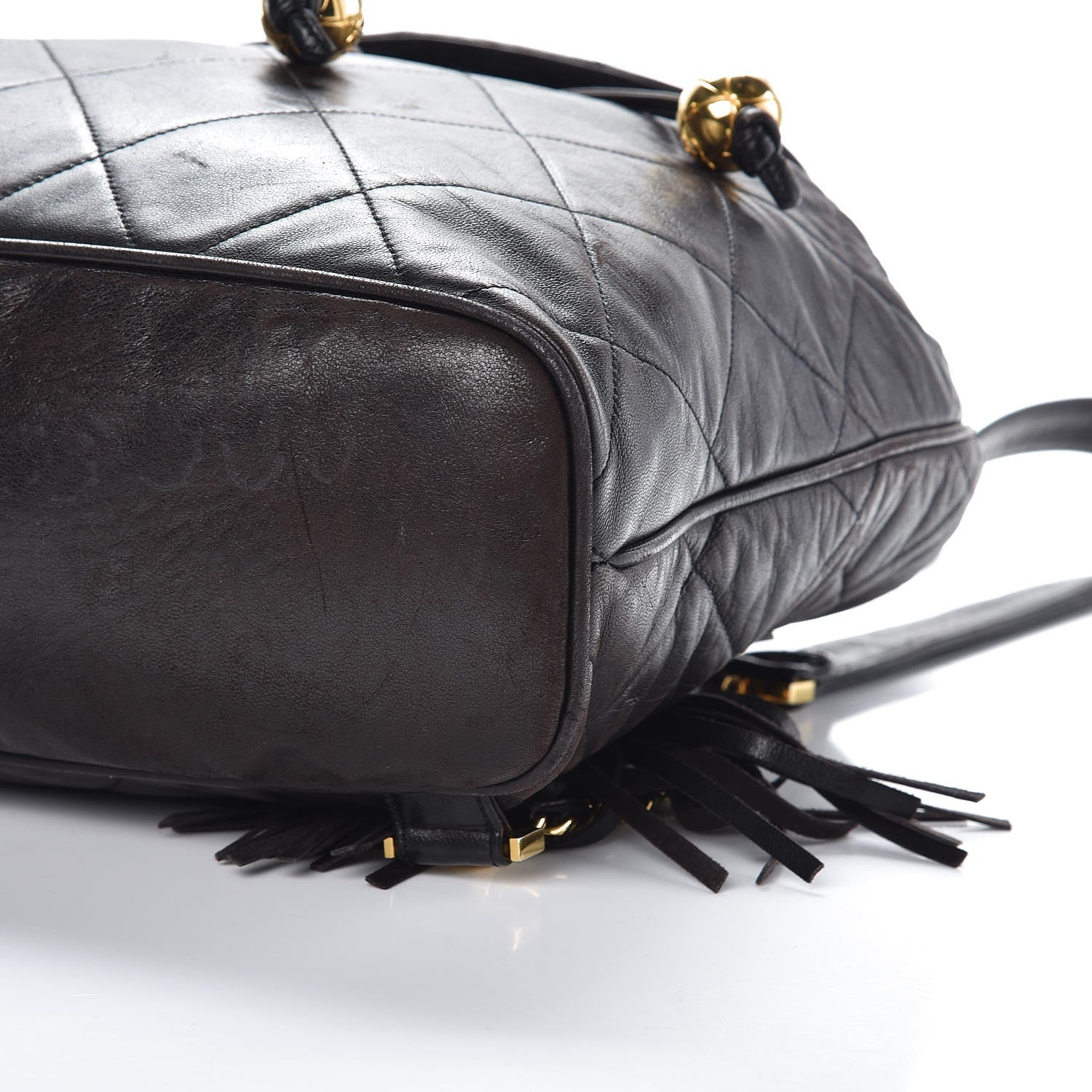 Chanel Lambskin Quilted Drawstring Backpack Black 9 of 10