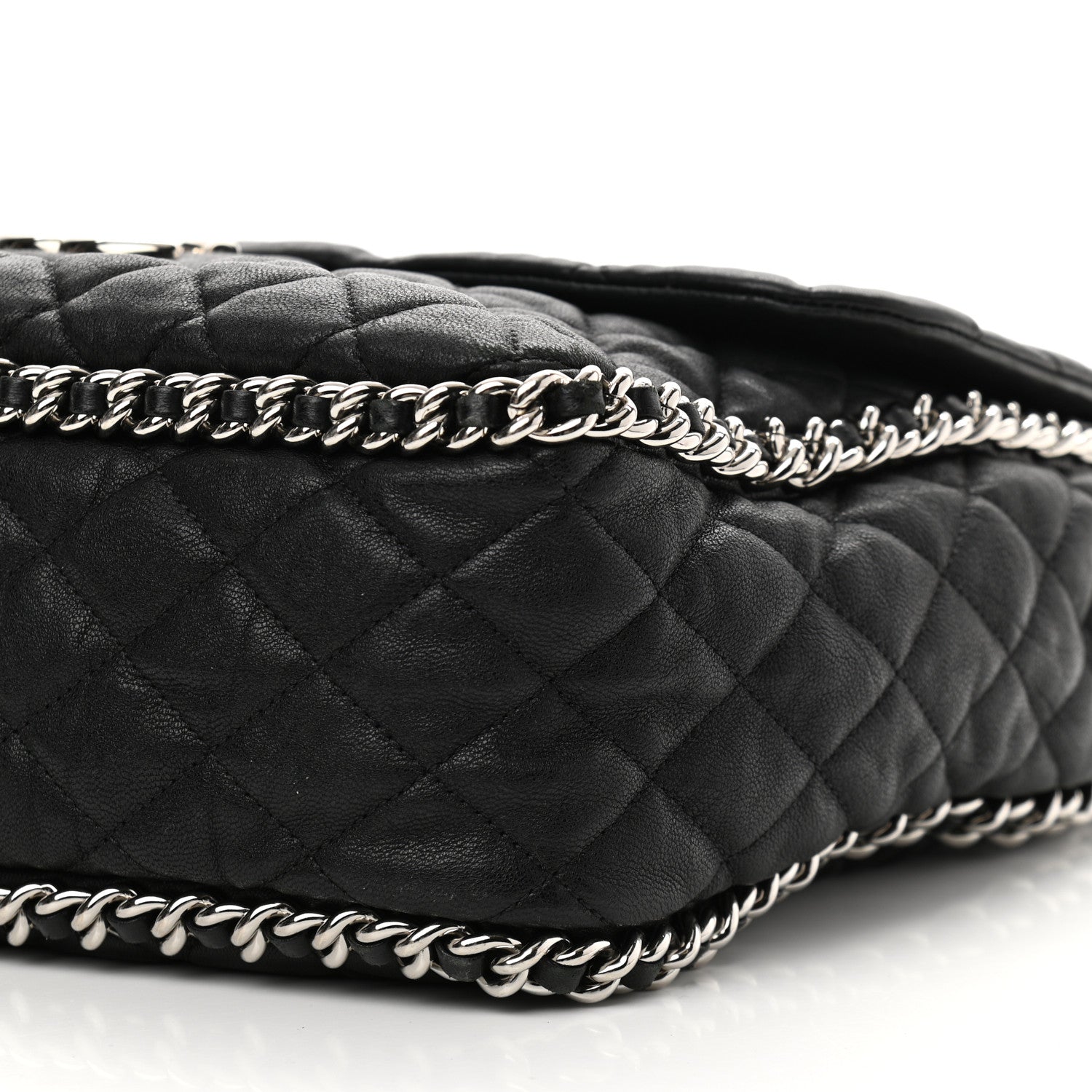 Chanel Washed Lambskin Quilted Maxi Chain Around Flap Black 10 of 14