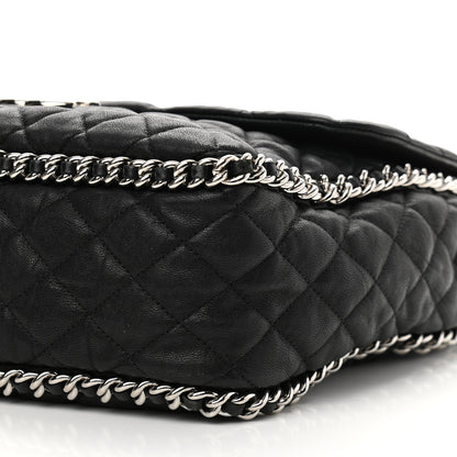 Chanel Washed Lambskin Quilted Maxi Chain Around Flap Black 10 of 14
