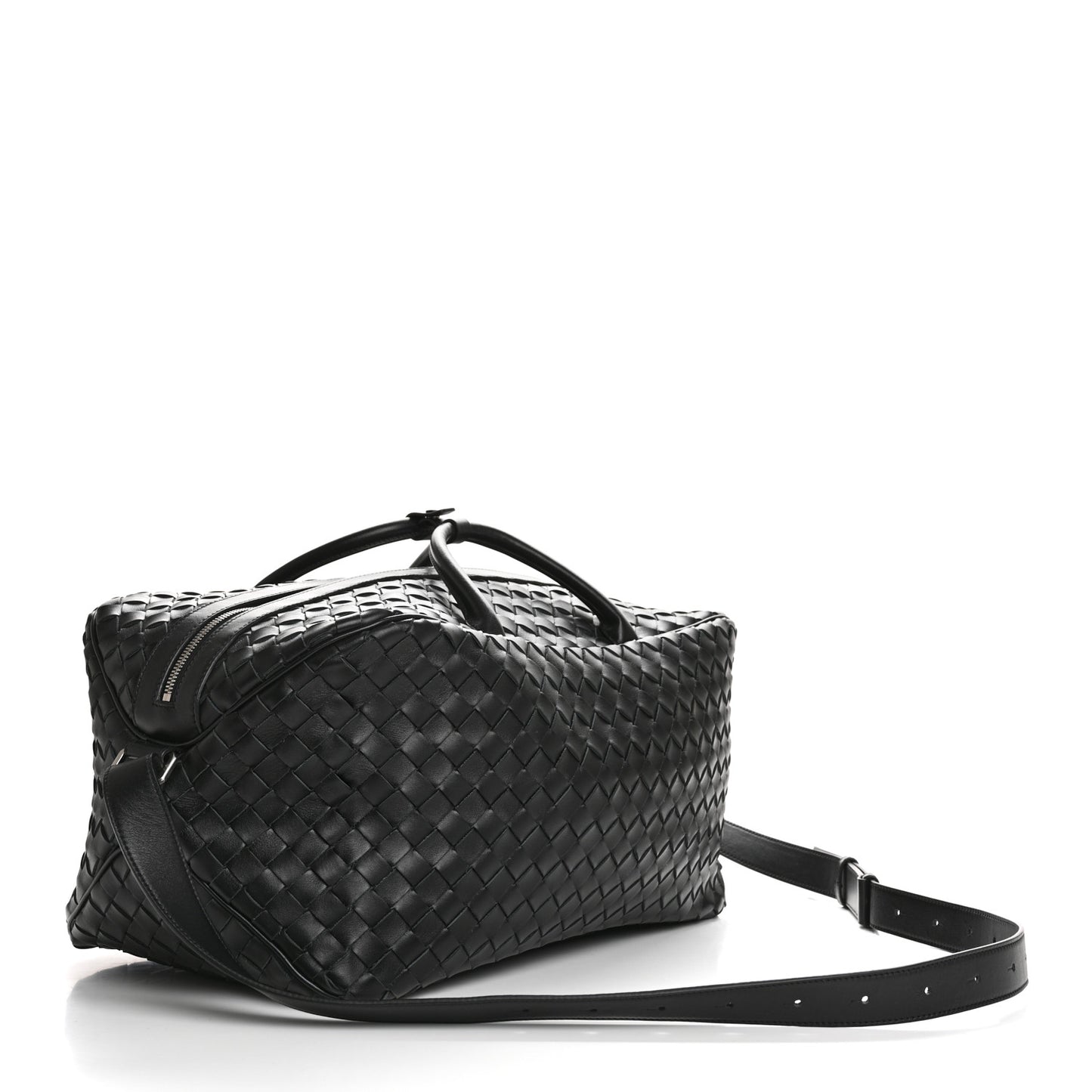 Nappa Intrecciato Travel Duffel Bag Black