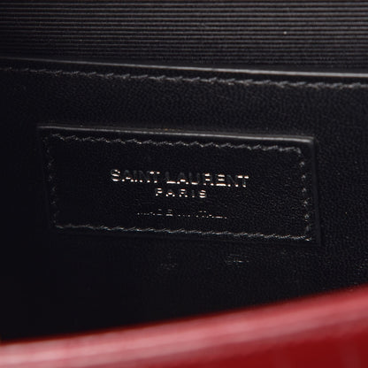 Saint Laurent Calfskin Crocodile Embossed Medium Classic Monogram Kate Tassel Satchel Dark Red 6 of 6