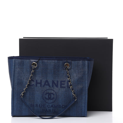 Chanel Mixed Fibers Striped Small Deauville Tote Navy Blue 10 of 10